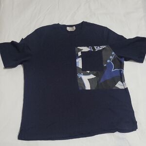 Hermes Dark Blue T-Shirt with Graphic Pocket